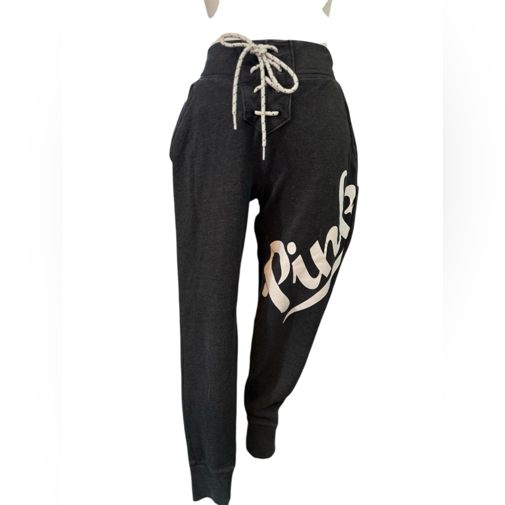 Pink, Victoria secret sweat pants, trace up waist. Gray and pink